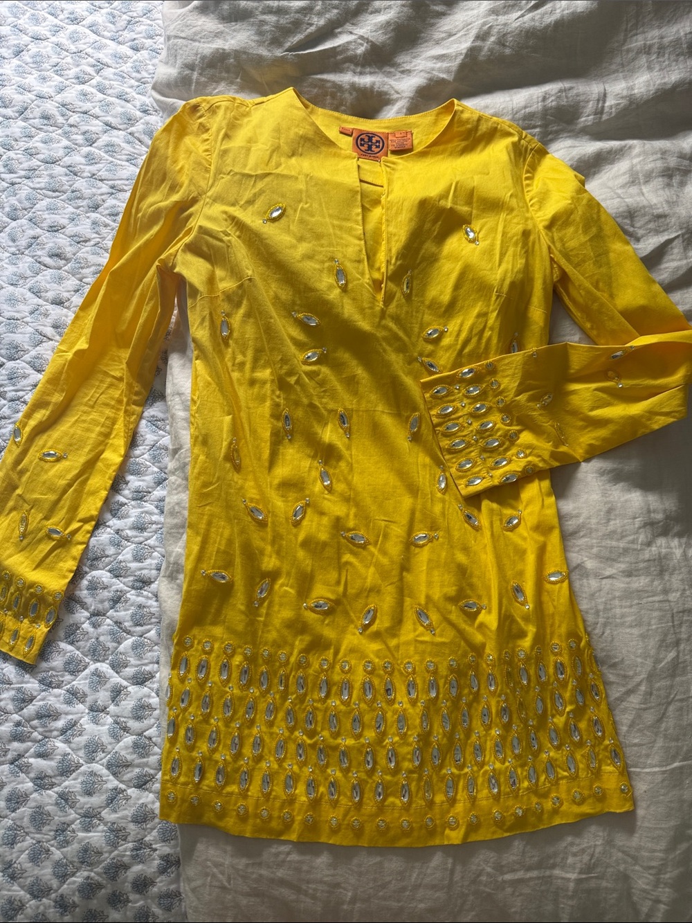 Tory Burch Bright Yellow Sequin mini dress